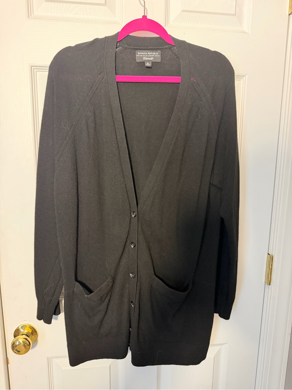 Banana Republic Black Button-Front V-Neck Cardigan